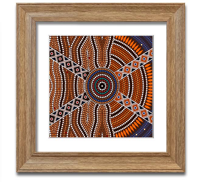 Aboriginal Pattern 2 Square Framed Print showcasing intricate designs in a stylish frame.